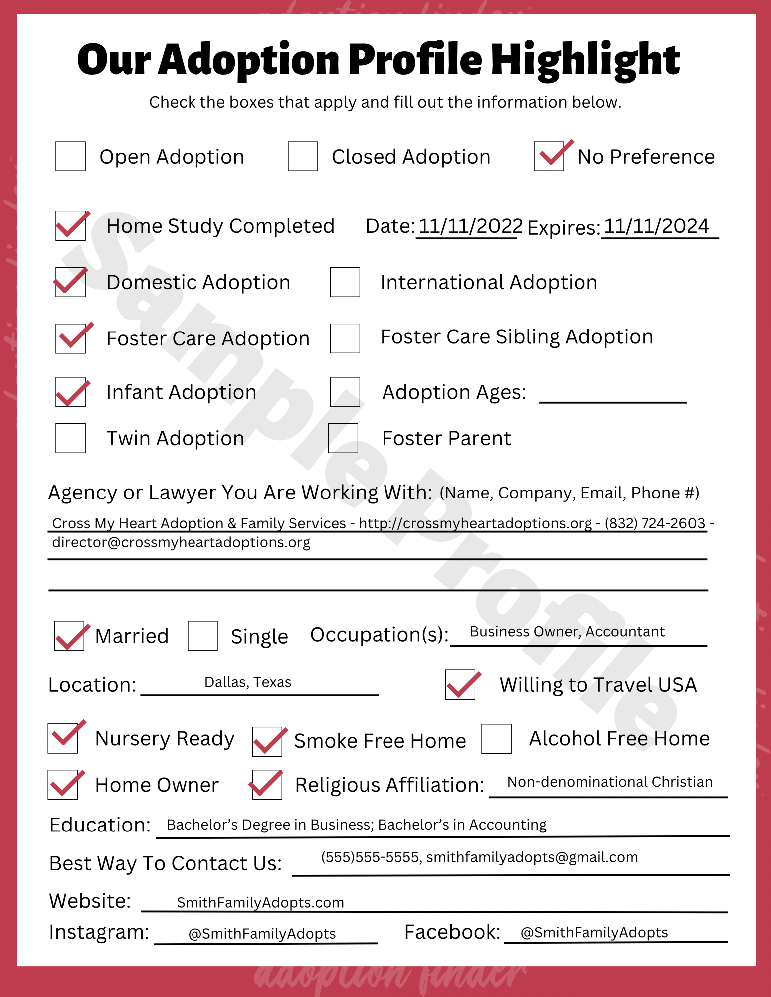 Adoption Profile Template - America's Top Nonprofit Supporting Adopting Families, Women with Unplanned Pregnancy & Foster Youth | Adoption Finder